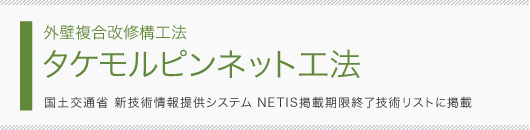 外壁複合改修構工法 タケモルピンネット工法
